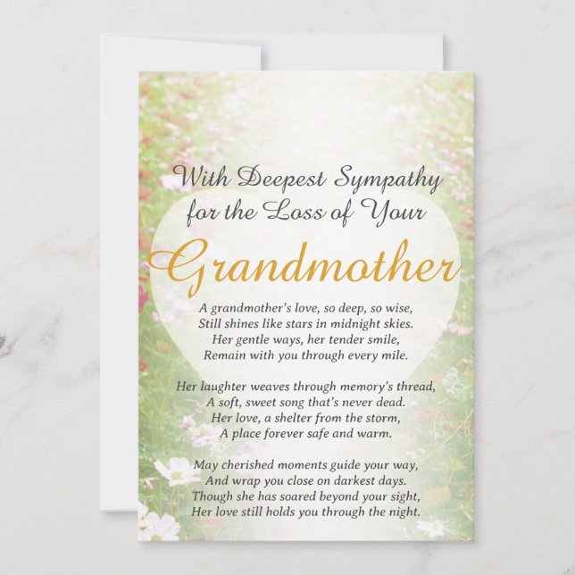 Carte Sympathie pour la perte d'une grand-mère (Devant)