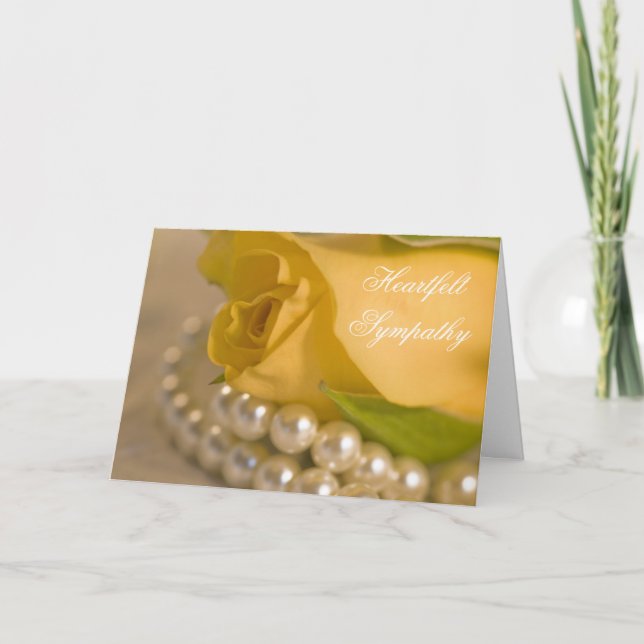 Carte Sympathie pour la rose jaune et les perles (Devant)