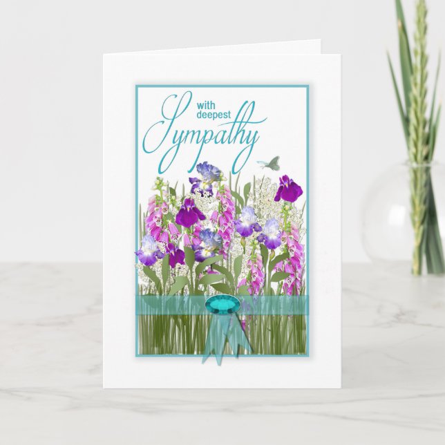 Carte Sympathie profonde de belles fleurs des jardins (Devant)
