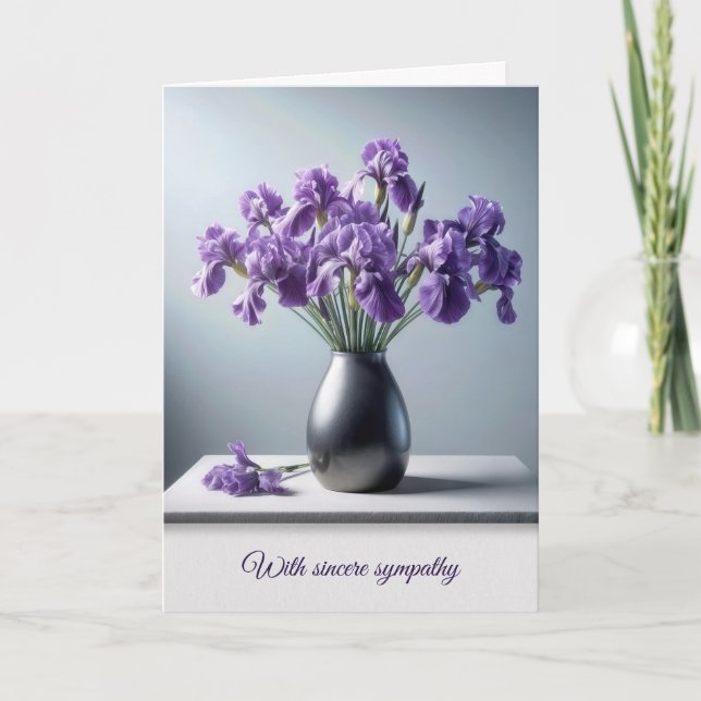 Carte Sympathie Purple Iris Bouquet (Devant)