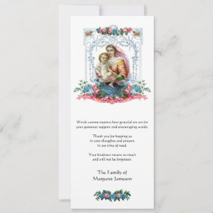 Carte Sympathie religieuse catholique funéraire Merci