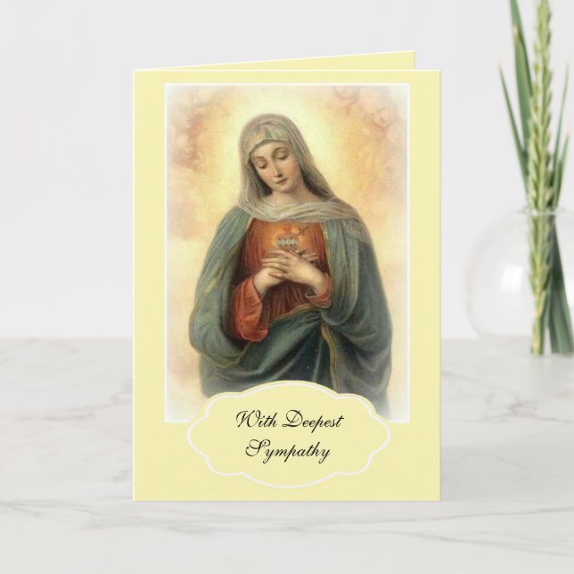 Carte Sympathie religieuse Mère triste Marie Catholique (Devant)
