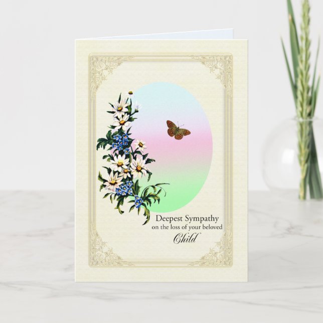 Carte Sympathie sur la perte d'enfant, de fleurs et de p (Devant)