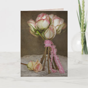 Carte sympathie vintage pour le bouquet de rose