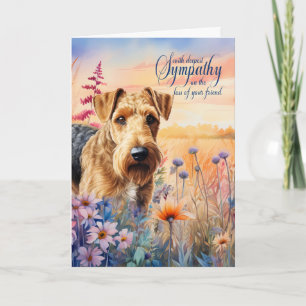 Carte Sympathy Airedale Terrier Chien Fleur sauvage Mead