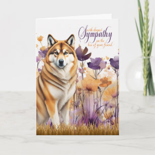 Carte Sympathy Akita Chien Purple Fleur sauvage Meadow