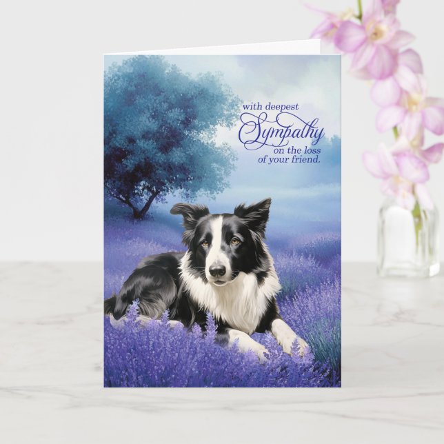 Carte Sympathy Border Collie Dog Lavender Meadow (Orchidée)