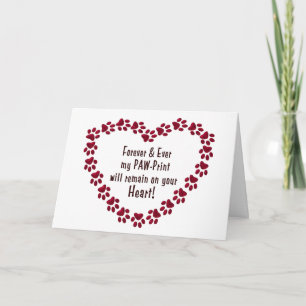 CARTE SYMPATHY CARD POUR PERTE DE PET - PAW-PRINTS/HEART