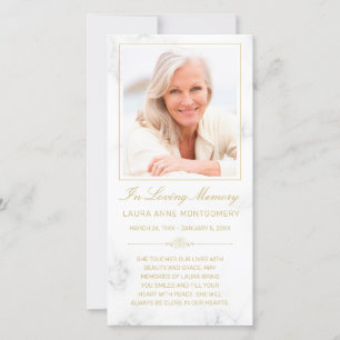 Carte Sympathy Marble Gold Script Cross Photo Prière