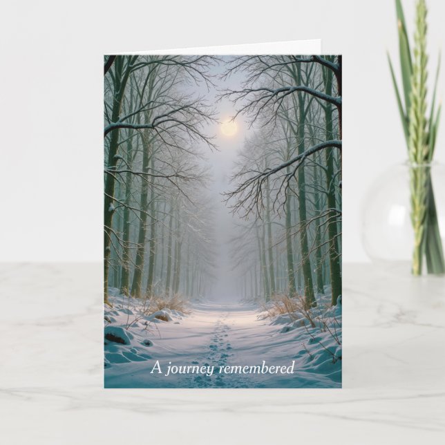 Carte Sympathy Moonlight Footprints In a Snowy Forest (Devant)