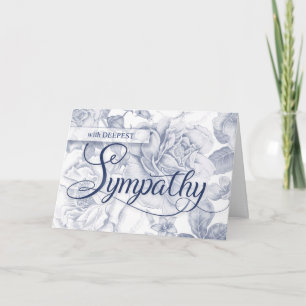 Carte Sympathy Vintage Faded Blue Rose Motif