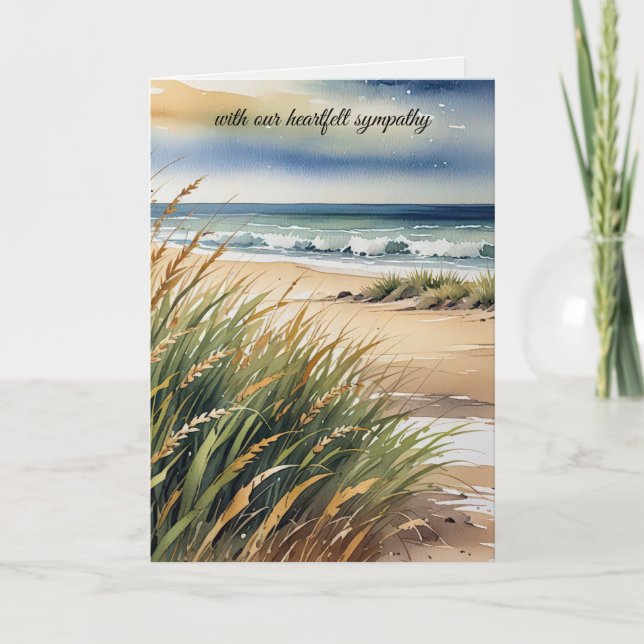 Carte Sympathy Watercolor Beach Grass et Ocean Scene (Devant)