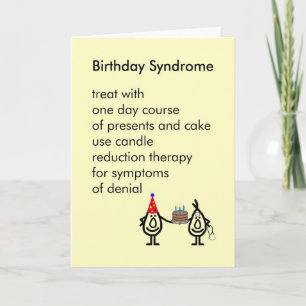 Carte Syndrome d'anniversaire - un poème d'anniversaire 