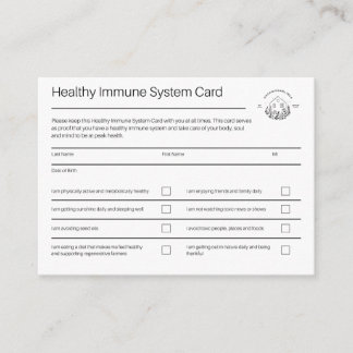 Carte système immunitaire saine | Pack de 100