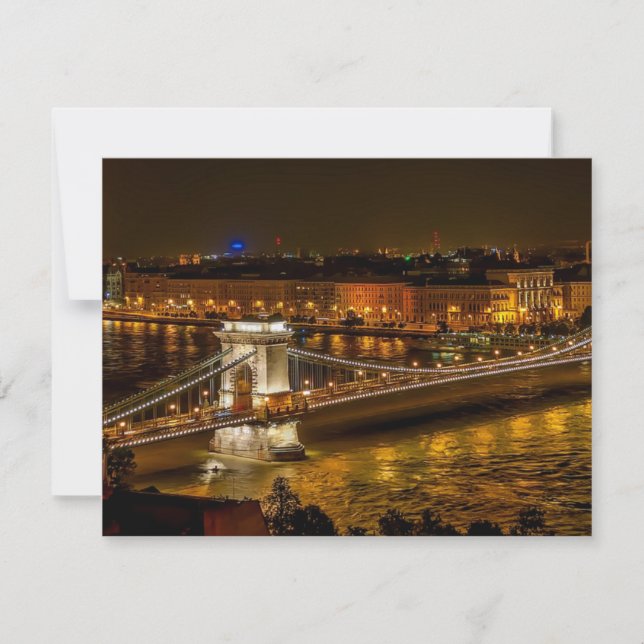 Carte Szechenyi Pont Chaîne, Budapest, Hongrie (Devant)