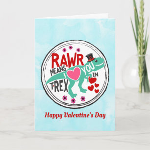 Carte T-Rex dans un Top Hat Cute Drôle Saint Valentin