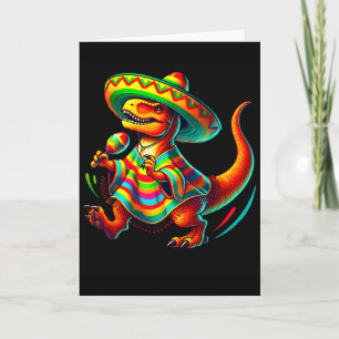 Carte T-rex dansant des maracas cinco de mayo mexicain