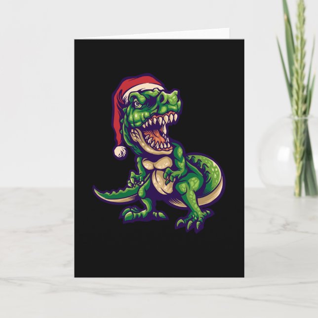 Carte T-rex de Noël Dinosaure | Conception de dinosaure (Devant)