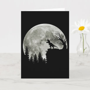 Carte T Rex debout sur la montagne Halloween au clair de