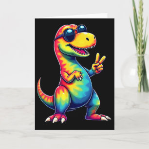 Carte T-rex Dino Peace Sign Tie-Dye Hippie 