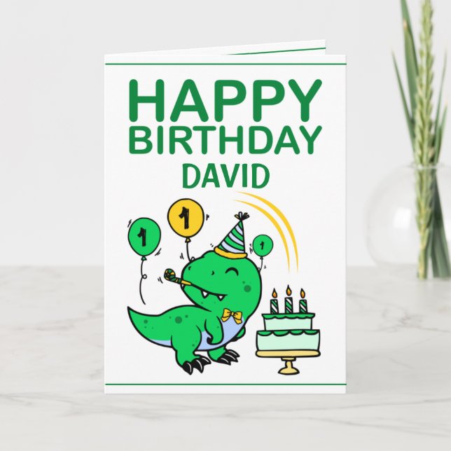 Carte T-Rex Dinosaur Grandson 1er anniversaire (Devant)