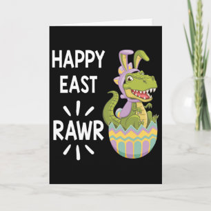 Carte T Rex Dinosaure de Pâques Lapin Oeuf Joyeux Eastra