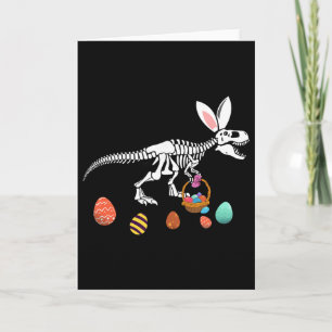Carte T Rex drôle de Pâques squelette lapin chasse œuf d
