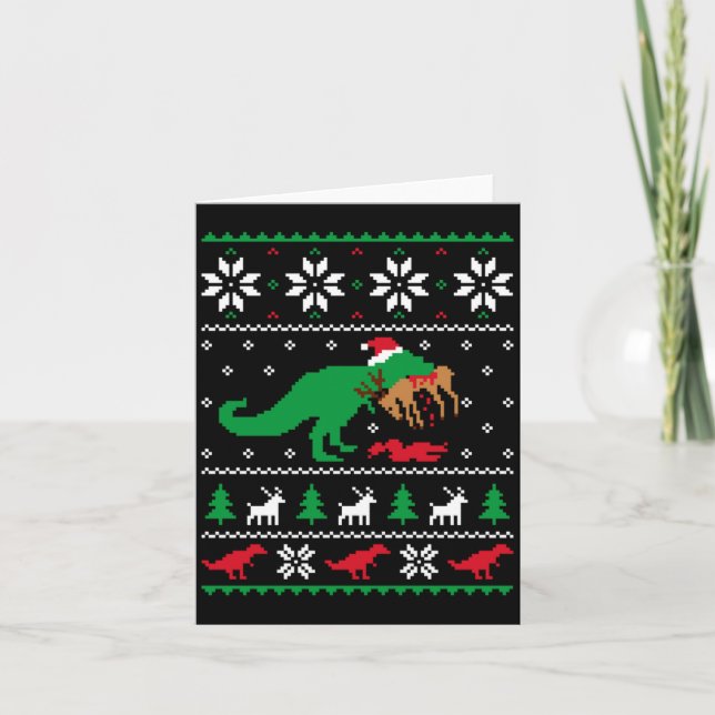 Carte T Rex Eating Reindeer Funny Dinosaur Christmas Ugl (Devant)