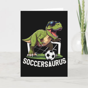 Carte T-rex Jouant au Football Dinosaure Footballeur