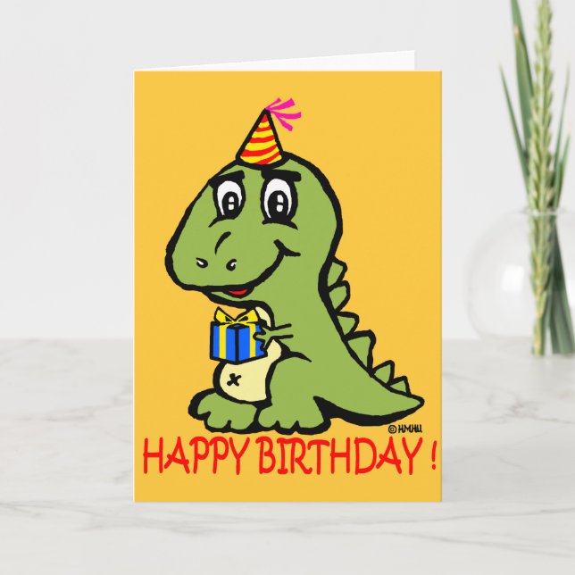 Carte T-rex vous souhaite un joyeux anniversaire ! (Devant)