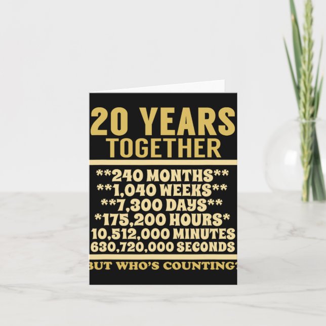 Carte T Shirt 20 Ans Anniversaire Cadeau de Mariage 20 A (Devant)