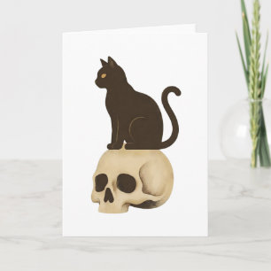 Carte T-shirt à crâne de chat noir gothique de style aff
