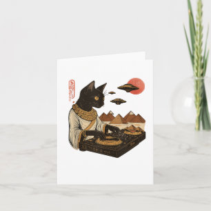 Carte T-shirt à manches courtes Egyptian Cat Dj Ufo Art 