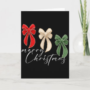 Carte T-shirt cadeau drôle de Noël à noeud coquet pour f