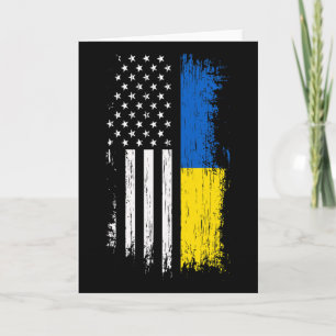 Carte T Shirt Drapeau Américain Ukrainien - Fierté Ukrai