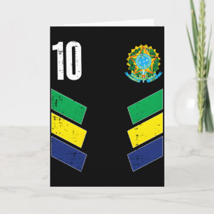 Carte T Shirt Fan de Foot Bresil Drapeau Numéro 10 