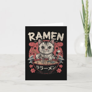 Carte T-shirt graphique drôle de chat ramen japonais kaw