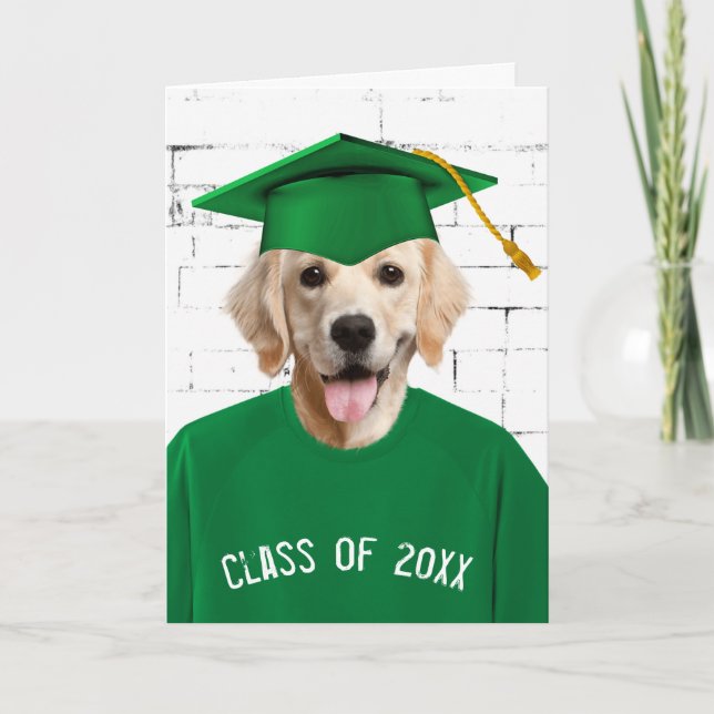 Carte T-shirt vert du diplômé Golden Retriever (Devant)