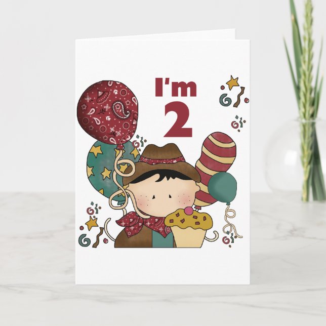 Carte T-shirts et cadeaux Cowboy 2e anniversaire (Devant)