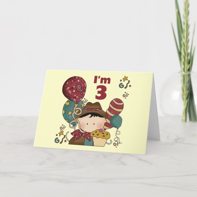Carte T-shirts et cadeaux Cowboy 3e anniversaire (Devant)