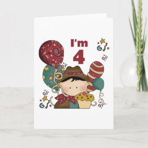 Carte T-shirts et cadeaux Cowboy 4e anniversaire