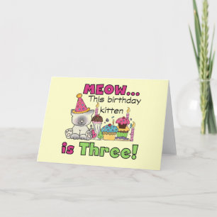Carte T-shirts et cadeaux d'anniversaire de la 3e Kitten
