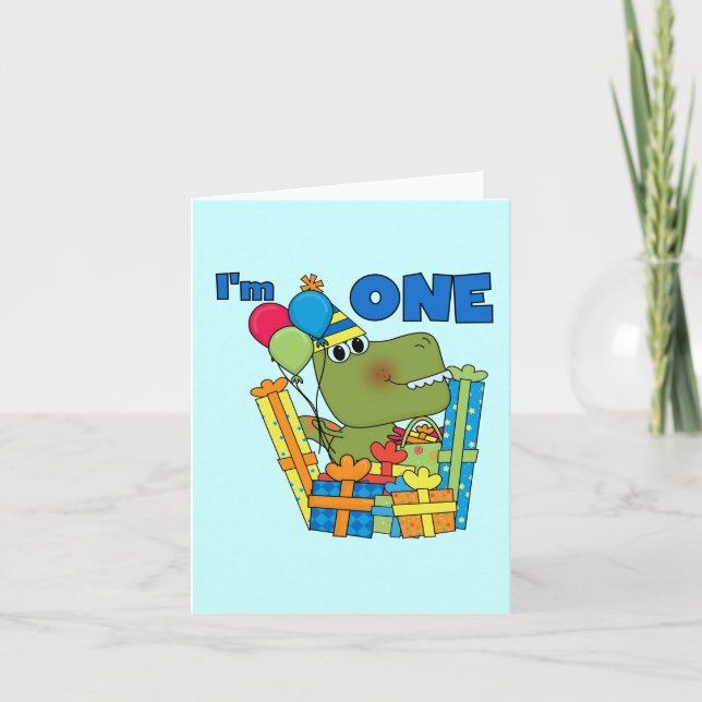 Carte T-shirts et cadeaux Little Dino 1er anniversaire (Devant)