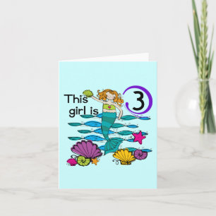 Carte T-shirts et cadeaux Mermaid 3e anniversaire