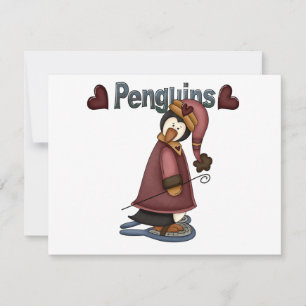 Carte T-shirts et cadeaux Penguin en raquettes