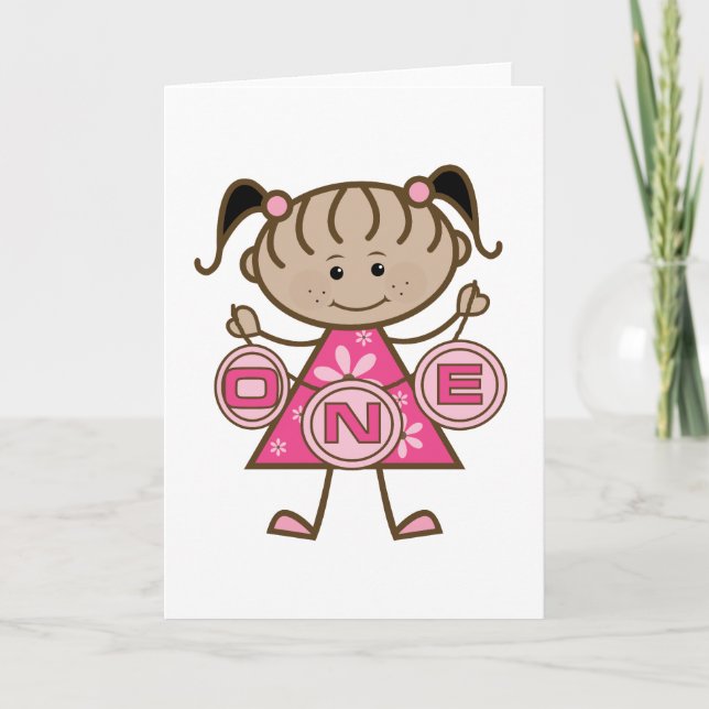 Carte T-shirts et cadeaux pour la petite fille 1er anniv (Devant)
