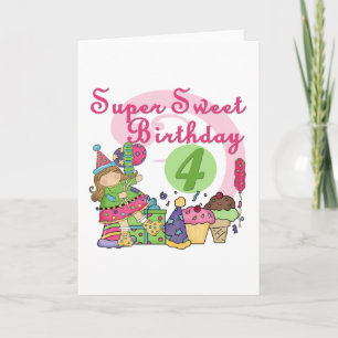 Carte T-shirts et cadeaux Super Sweet 4e anniversaire