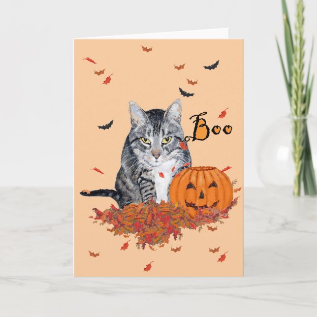 Carte Tabby Cat Halloween (Devant)