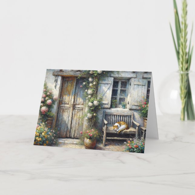 Carte Tabby Chat Sur Le Vieux Merci Du Banc (Devant)