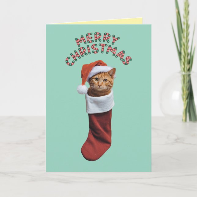 Carte Tabby Orange Noël Stocker (Devant)